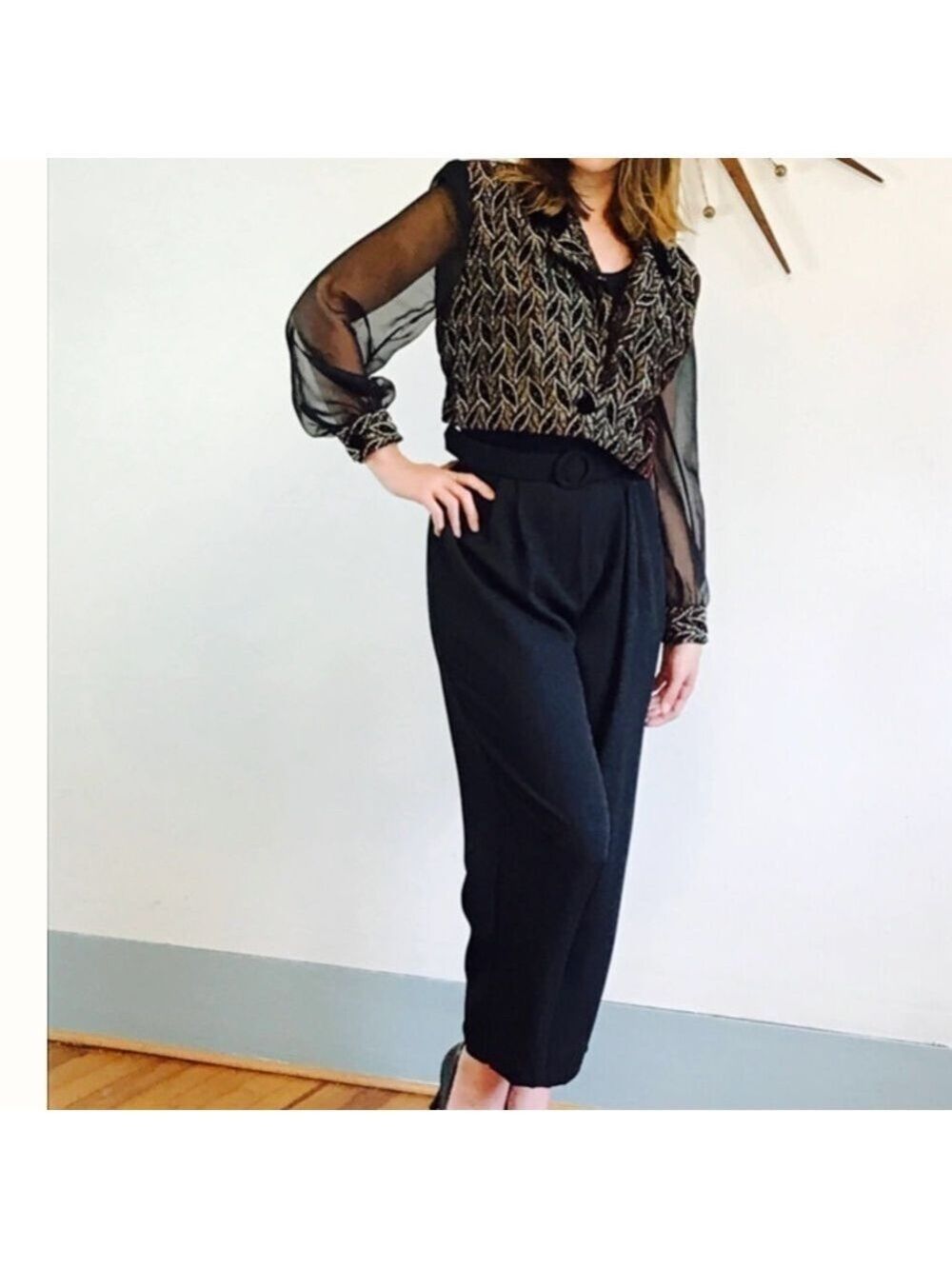 Vintage 1980s John Roberts Metallic Tuxedo Style Jumpsuit Size 14 NWT